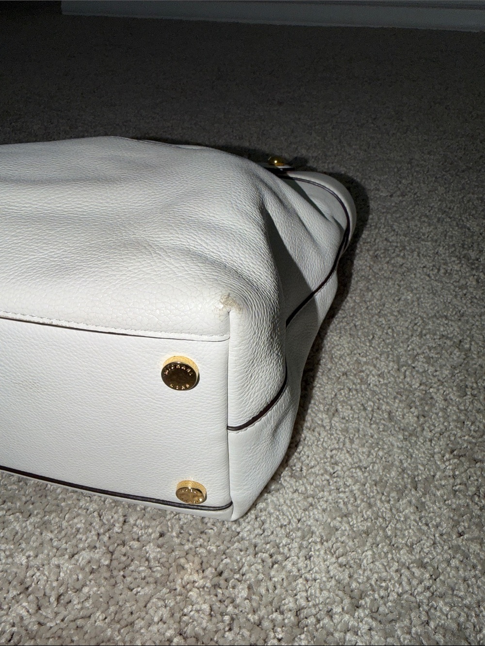 Michael Kors White Pebbled Leather Tote with Gold Hardware - Picture 6 of 8